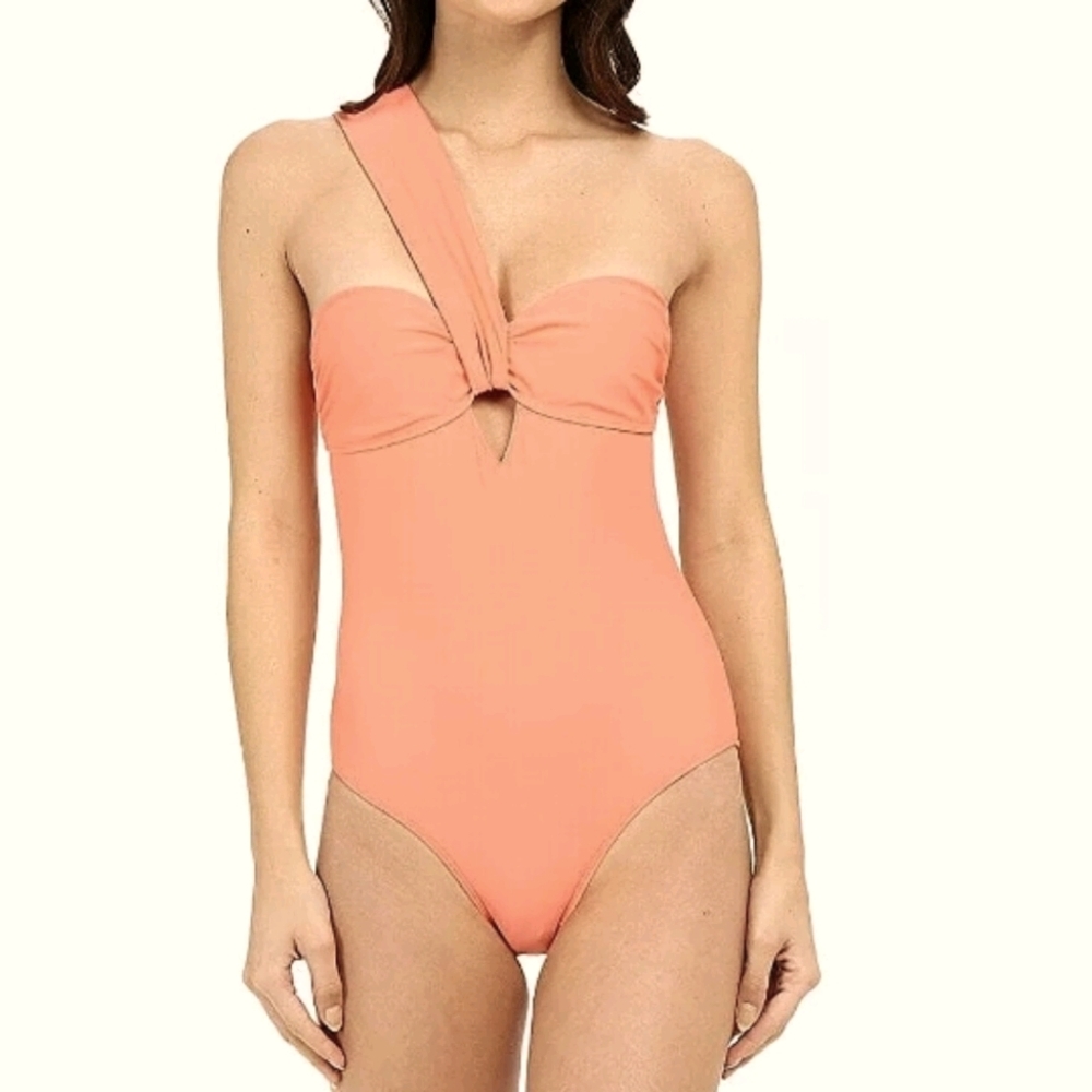 6 SHORE ROAD ONE-SHOULDER SWIMSUIT CORAL XS